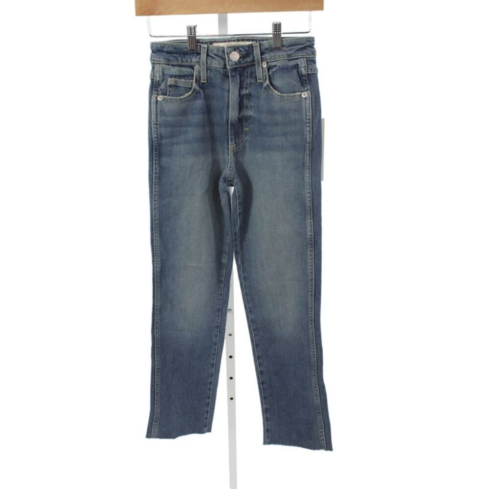 Amo Women Cropped Blue Mid-Rise Cotton Jeans Size 24